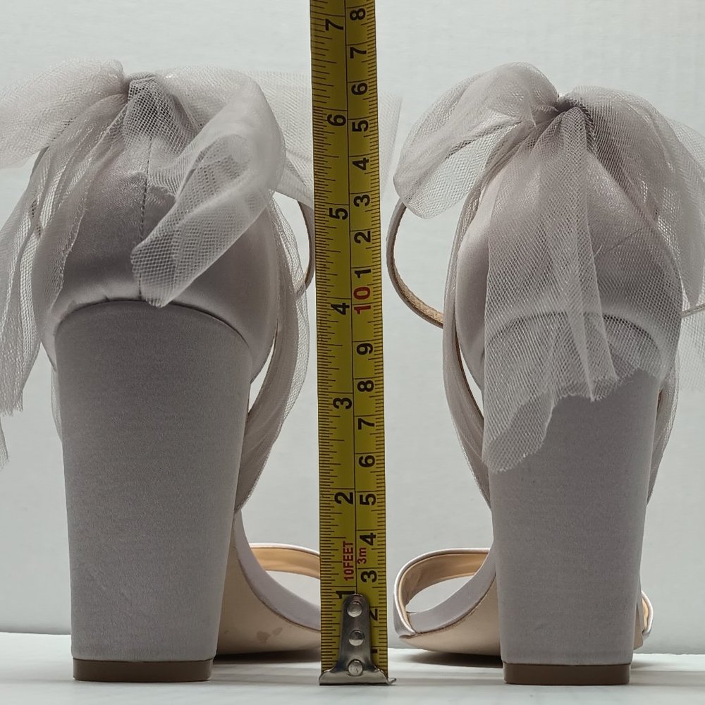 Badgley Mischka Women's Kim Lavender Satin BHLDN Block Heel Tulle Bow Shoes 8.5 - Picture 7 of 8